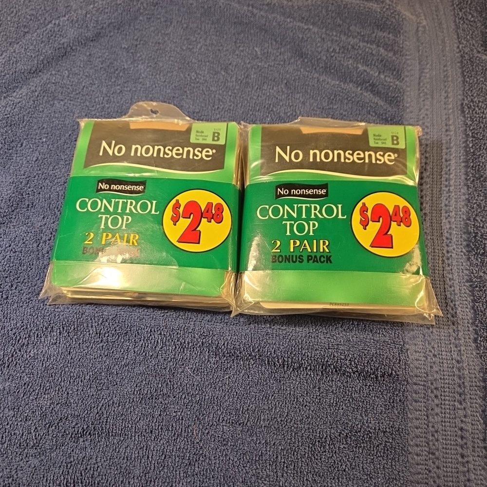 No Nonsense CONTROL TOP Pantyhose Size B Nude  4 Pairs Reinforced Toe  Sealed